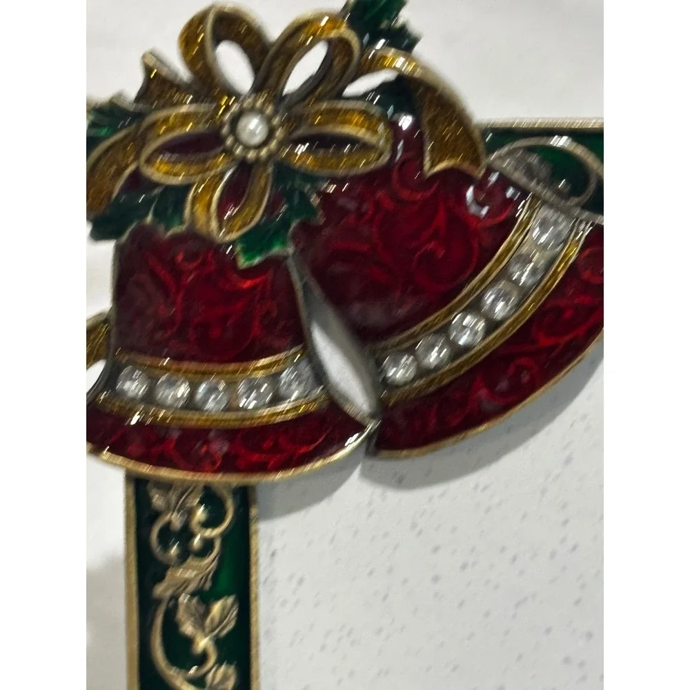 Sunflower Designs Christmas Photo Frame 4x6 Red Bells Rhinestone Enamel luxury‎